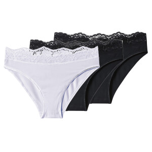 esmara 3 Dames onderbroeken (Zwart/wit, M (40/42))