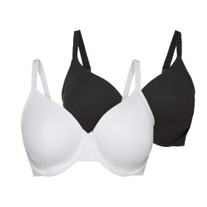 esmara 2 dames beugel-bh's (90D, Zwart/wit)