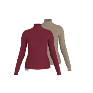 ESMARA Set van 2 dames geribde coltruien (Rood/beige, M (40/42))
