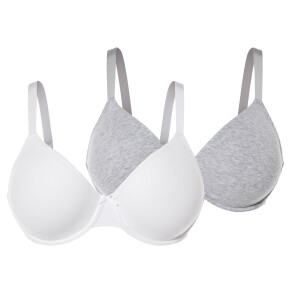 esmara 2 dames BH's (Grijs/wit, 90E)