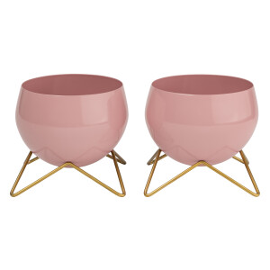 LIVARNO home Metalen bloempotten (klein roze, set van 2)
