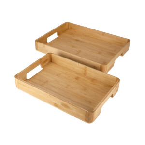 SILVERCREST Set bamboe dienbladen (Licht)