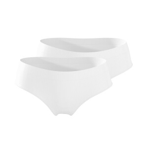 ESMARA Dames geribde hipsters, 2 stuks (Wit, M (40/42))