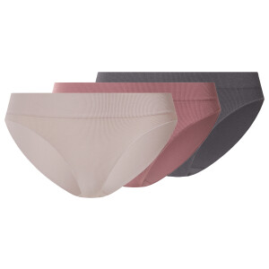 esmara Set van 3 geribde dames onderbroeken (grijs/roze/beige, M (40/42))