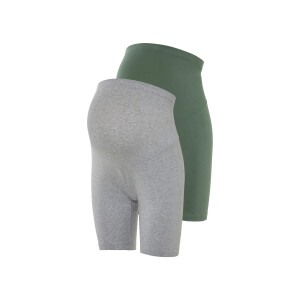 esmara 2 korte dames zwangerschapsbroeken (groen/grijs, L (44/46))