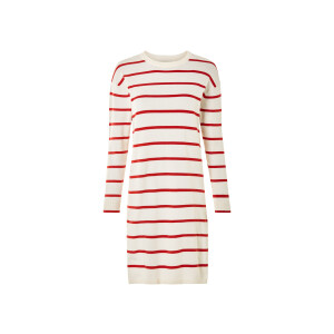 ESMARA Dames jurk (beige/rood/strepen, M (40/42))
