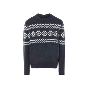 LIVERGY Gebreide heren trui (Donkerblauw/wit, L)