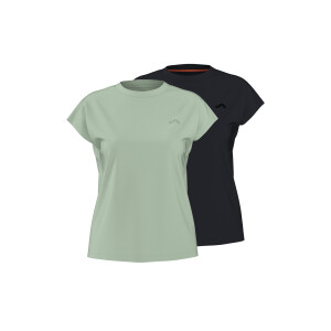 CRIVIT Set van 2 dames sportshirts met UV-bescherming 50+ (Zwart/groen, S (36/38))