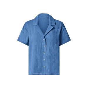 esmara Mousseline dames blouse - korte mouwen (Blauw, XS (32/34))
