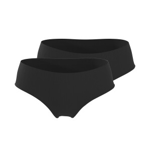 ESMARA Dames geribde hipsters, 2 stuks (Zwart, S (36/38))