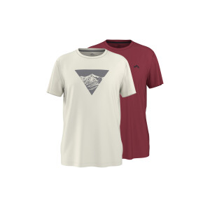 CRIVIT Set van 2 heren sportshirts met UV-bescherming 50+ (Rood/beige, S)