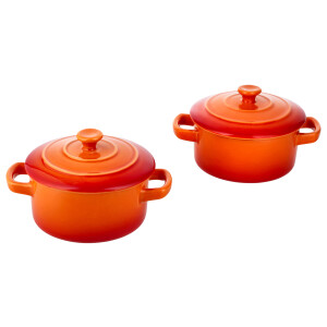 SILVERCREST 2 Kleine ovenschaaltjes, met deksel (Oranje)