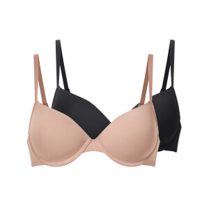 ESMARA Set van 2 dames bh's (Zwart/beige, 85B)