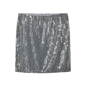 ESMARA Dames minirok met pailletten (Zilver, XS (32/34))