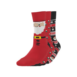 esmara 3 Paar kerstsokken (Zwart/rood, 39-42)