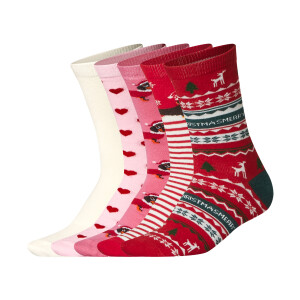 esmara 5 Paar dames sokken (roze/wit/rood, 39-42)