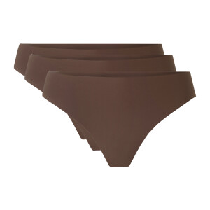 esmara Set van 3 dames lasercut strings - onzichtbaar & seamless (Bruin, XS (32/34))