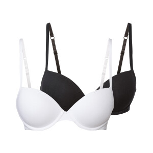 esmara 2 dames beugel BH's (Zwart/wit, 75B)