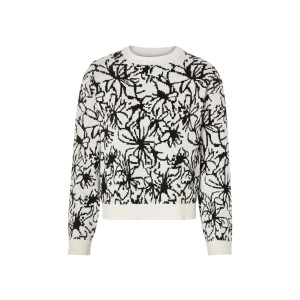 esmara Gebreide dames trui (M (40/42), Bloemen wit/zwart)