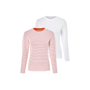 esmara 2 dames shirts (wit/wit oranje gestreept, S (36-38))