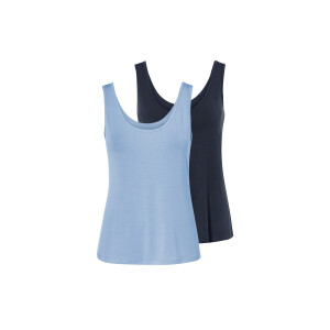 esmara 2 dames tops (Donkerblauw/lichtblauw, L (44/46))