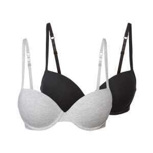 esmara 2 dames beugel BH's (Zwart/grijs, 85C)