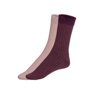 esmara 2 paar dames sokken (35-38, Rood/roze)