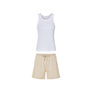 esmara Korte dames pyjama (wit/beige, XS (32/34))