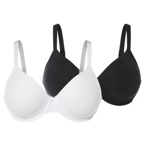 esmara 2 dames BH's (Zwart/wit, 90D)