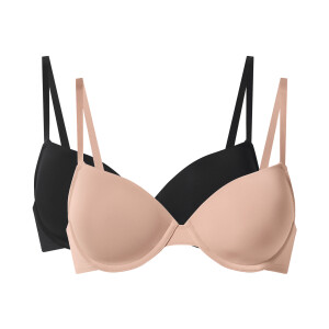 esmara Set van 2 dames beugel-bh's (Zwart/beige, 75B)