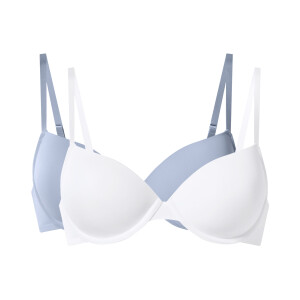 esmara Set van 2 dames beugel-bh's (Blauw/wit, 80B)