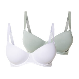 esmara 2 dames beugel bh's (90C, Mint/wit)