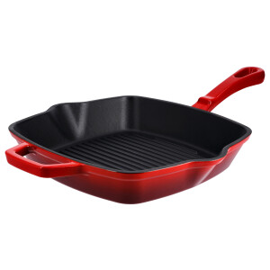 SILVERCREST Gietijzeren grillpan of koekenpan (Vierkant, Rood)