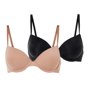 esmara 2 dames BH's (Zwart/beige, 75B)