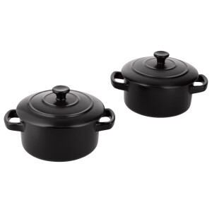 SILVERCREST 2 Kleine ovenschaaltjes, met deksel (zwart)