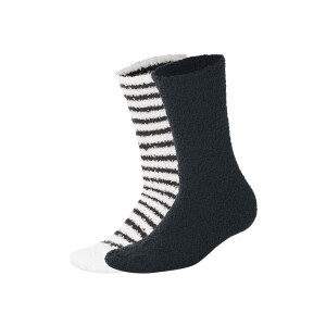 esmara 2 Paar dames huissokken (Wit/zwart, 39-42)