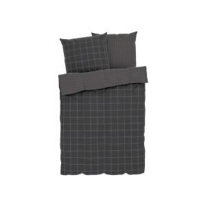 LIVARNO home Satijnen dekbedovertrek 240 x 220 cm (Grijs/geruit)