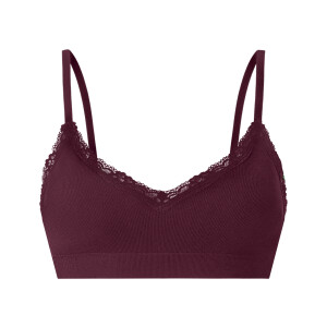 ESMARA Dames geribde bustier met kant (Rood, M (40/42))