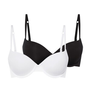 esmara 2 dames push-up BH's (Zwart/wit, 85B)