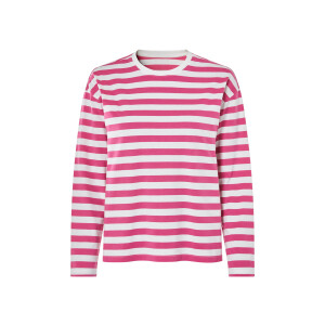 esmara Dames shirt met lange mouwen (roze/strepen, XS (32/34))
