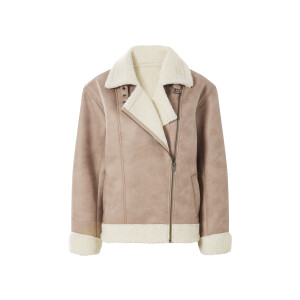 ESMARA Dames lammycoat van imitatieleer (Beige, M (40/42))