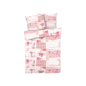 LIVARNO home Dekbedovertrek 200 x 220 cm (Bloemen/lichtroze)