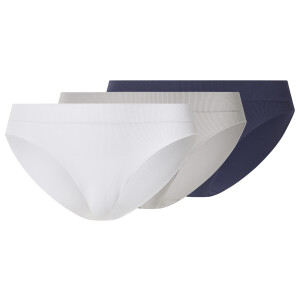 esmara Set van 3 geribde dames onderbroeken (Donkerblauw/grijs/wit, M (40/42))