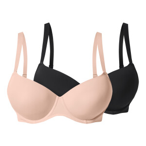 esmara Set van 2 dames beugel-bh's (Zwart/beige, 90C)