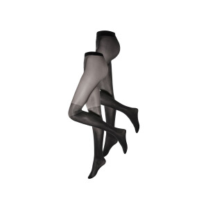 esmara 2 dames panty&apos;s (zwart/strepen, L (44/46))