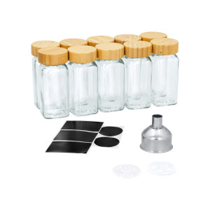 SILVERCREST Kruidenpotjes met strooideksel - 100 ml (Bamboe)