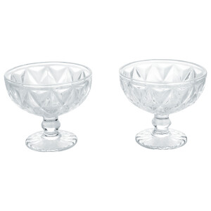SILVERCREST Set van 2 glazen ijscoupes of schaaltjes (IJscoupe met voet/transparant)