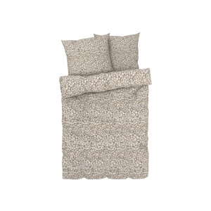 LIVARNO home Satijnen dekbedovertrek 200 x 200 cm (patroon bruin/wit)