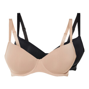 esmara 2 dames beugel-bh (95C, Zwart/beige)