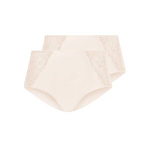 ESMARA Set van 2 dames corrigerende onderbroeken, met kant (Crème, XL (48/50))